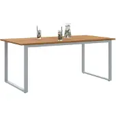 vidaXL Tuin Tafel Grijs 180 x 90 x 75 cm Massief Acacia Hout