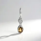 Cavill - Zilveren Hanger met 1,7ct Kanariegele Zirkoon en Zirkonia's - 925 Sterling Zilver Geplatineerd - Elegante Druppelvorm