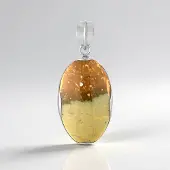 Cavill - Zilveren Hanger Geplatineerd - Versteend Hout 28 ct - 925 Sterling Zilver - Bali Barong Stijl - Ovaal 32x20 mm - Natuur Sieraad