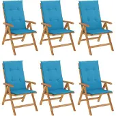 vidaXL Tuinstoelen 6 st verstelbaar met kussens massief teakhout