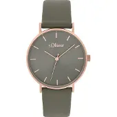 s.Oliver Kwartshorloge 2033485 Polshorloge, dameshorloge, analoog, leren armband