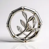 Cavill - 925 Sterling Zilveren Hanger met 7 Cambodjaanse Zirkonen Rond 0,091 ct - Pave Zirkonen - Elegant Bamboemotief - Dames Sieraad 19x19 mm