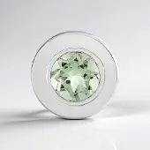 Cavill - Zilveren Hanger - 925 Sterling Zilver - Groene Amethist 3,16 ct Rond - Elegant, Mintgroen, Bezelzetting, 18x18 mm