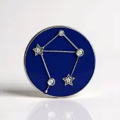 Cavill - Zilveren Hanger Weegschaal - 925 Sterling Zilver Platina Geplateerd - Cambodjaanse Zirkoon 0,081 ct - Kosmisch Design - Rond 23 mm