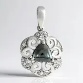 Cavill - Zilveren hanger - 925 Sterling Zilver - 2,62 ct Zwarte Hematiet Triljant & Witte Topaas - Elegant Design 28x18 mm - Luxe Sieraad