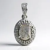 Cavill - Zilveren Hanger - 925 Sterling Zilver - Ovale Labradoriet 0,66 ct uit Madagaskar - 16 Witte Topazen 0,084 ct - Elegant & Tijdloos