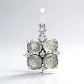 Cavill - Zilveren Hanger 925 Sterling Zilver - 4 Ronde Spectrolietstenen 2,68ct + 5 Zirkonia 0,253ct - Elegant Roemeens Design - 25,5x15 mm