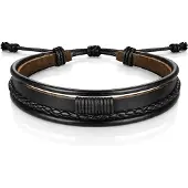 LGT JWLS Heren armband Leer Zwart Verstelbaar Touw Multi armband