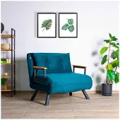 Hannah Home , Sando Single - Petrolgroen, slaapbanken, 1-persoons slaapbank, petrolgroen, polyester, 67 x 78 x 78 cm
