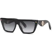 Philipp Plein Zonnebril SPP177 58/15/140 Glanzend Zwart Acetaat VROUW SPP177