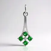 Cavill - Gerhodineerde 925 Zilver Hanger - AAA Tsavoriet 0,27 ct & Zirkoon 0,02 ct - Elegante Groene Edelsteen Rond 23x9 mm