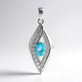 Cavill - 925 Sterling Zilver Gerhodineerde hanger - Blauwe Apatiet 0 978 ct Ovaal - Zirkonia Tanzania 1 562 ct - Elegante dames hanger 37x14 mm