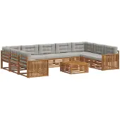 vidaXL Buiten bank set 10 st Natuurlijk en Licht Grijs