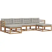 vidaXL Buiten bank set 6 st Naturel en lichtgrijs