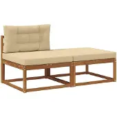 vidaXL Sectie Sofa Eenheden met kussen 2 Stuk Naturel