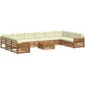 vidaXL Sofa-Sets 11 st Natuurlijk en Crème Massief Acacia Hout