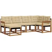 vidaXL Buiten bank set 6 st Natuurlijk en Beige