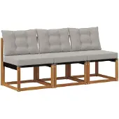 vidaXL 3 st Buiten Middelste sofa Massief acaciahout en Textilene-stof