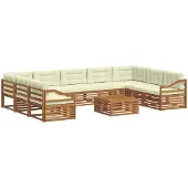 vidaXL Buiten bank set 10 st Natuurlijk en Crème Massief Acacia Hout