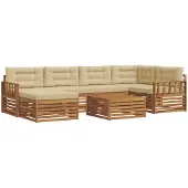 vidaXL Buiten bank set 7 st Natuurlijk en Beige