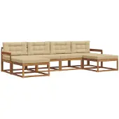 vidaXL Buiten bank set 6 st Natuurlijk en Beige