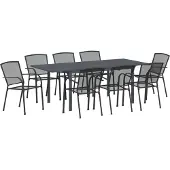 vidaXL Tuin Eettafel Set 9 pcs Antraciet Staal