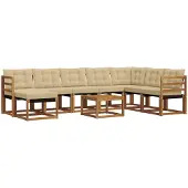 vidaXL Buiten bank set 9 st Natuurlijk en Beige