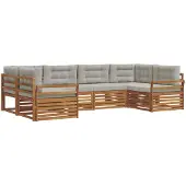 vidaXL Buiten bank set 6 st Natuurlijk en Licht Grijs