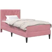 vidaXL Bedframe met matras met hoofdeinde Roze 100 x 200 cm Fluweel