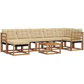 vidaXL Buiten bank set 8 st Natuurlijk en Beige