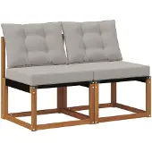 vidaXL 2 st Buiten Middelste sofa Massief acaciahout en Textilene-stof