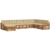 vidaXL Buiten bank set 8 st Natuurlijk en Beige Massief Acacia Hout