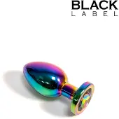 Black Label - Metalen Buttplug met Siersteen - Rainbow