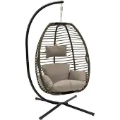 VIVERE Moonstone Hangstoel met Standaard Grijs