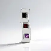 Cavill - Zilver Hanger met Zwarte Spinel, Granaat & Amethist - 925 Sterling Zilver - Carré Edelstenen - MONOSONO Collectie - Elegant & Tijdloos
