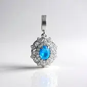 Cavill - 925 Sterling Zilveren Hanger - 0,399 ct Blauwe Ethiopische Opaal - Pavé Cambodjaanse Zirkonia - Elegant 26x13 mm