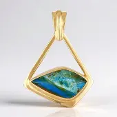 Cavill - Zilveren hanger met 5,6 ct Atacama opaal uit Chili - 925 Sterling zilver verguld - Modern geometrisch design - 31x28 mm