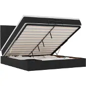 vidaXL Ottoman bed met matrassen 200x200cm stof zwart