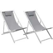 Happy Garden Set van 2 CYPRUS stoelen - grijs textilene/witte structuur
