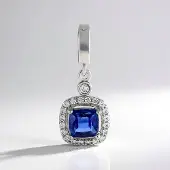 Cavill - Zilveren Hanger - 925 Sterling Zilver Geplatineerd - Nepal Kyaniet 1 211 ct - 20 Cambodjaanse Zirkonen 0 297 ct - Blauw