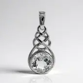Cavill - Zilveren Hanger 925 Sterling Zilver met Witte Topaas 1,34 ct - Geplateerd Platina - Rond Bezel Zetting - Elegant Braziliaans Edelsteen
