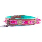 Dwam Halsband Boho Rosa - Hondenhalsband - Pink&Turquoise 27-33x2.5 Cm