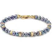 Lucleon Ocata | Goudkleurige Armband met Zwarte Parels
