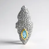 Cavill - Zilveren Hanger - 925 Sterling Zilver Geel- en Wit Verguld - Zwitsers-blauwe Topaas Marquise 0,614 ct - Modern Design - Luxe Sieraad