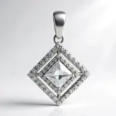 Cavill - Zilveren Hanger - 925 Sterling Zilver Platina - Cambodjaanse Zirkoon 0,97 ct & Pavé Zirkonia 0,50 ct - Elegant