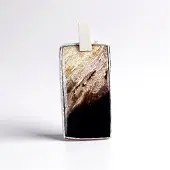 Cavill - 925 Sterling Zilver Hanger - Indonesische Versteend Hout Cabochon 37,5 ct - Elegante Rechthoekige Aardetinten