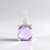 Cavill - Zilveren Hanger - 925 Sterling Zilver - Lavendel Amethist 1,43 ct - Antiek Kussen Dambord Slijpsel Vierkant Elegant