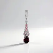 Cavill - Zilveren Hanger - 925 Sterling Zilver Geplatineerd - Mahagoni Zirkoon 1 14 ct en Roze Toermalijn - Druppelvormig Elegant Sieraad