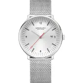 Mondaine Doppio 41mm staal mesh zilver