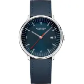 Mondaine Doppio 41mm leer mesh set blauw